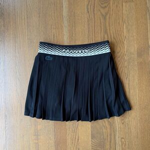 NWT Lacoste Pleated Tennis Skirt Black White Green Logo Waistband 38 / 8 Small